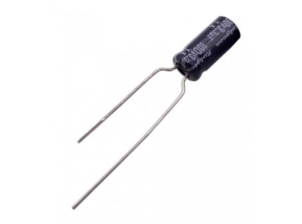 خازن الکترولیتی 3.3uF / 100V ژاپنی مارک RUBYCON